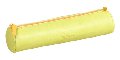 Rhodia 318894C Sarı Düz Deri Tek Gözlü Oval Cüzdan Kalemlik