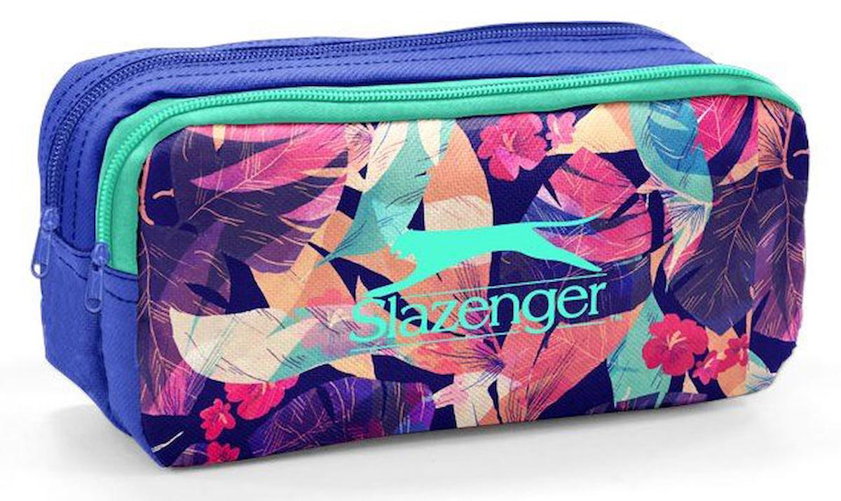 Slazenger 12027 Yaprak Çok Renkli Desenli Bez Bölmeli Çift Gözlü Dikdörtgen Cüzdan Kalemlik