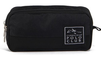 Cambridge Polo Club Creative Siyah Düz Bez Bölmeli Çift Gözlü Dikdörtgen Cüzdan Kalemlik