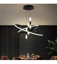 Venon Beril 3'lü Beyaz Kristal Taşlı Modern Kumaş Salon-Oturma Odası Avize