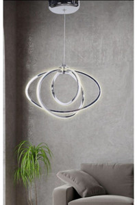 Naturel Lighting Balle Tekli Siyah Sarkıt Modern Halat Salon-Oturma Odası Avize