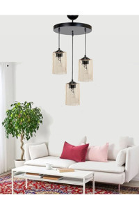 Essey Tekli Bej Metal Modern Alüminyum Salon-Oturma Odası Avize