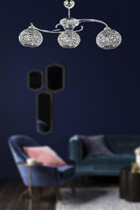 Uçar 2'li Siyah Küre Modern Cam Salon-Oturma Odası Avize