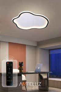 Arteluz Tekli Siyah Ledli Modern Metal Salon Avize