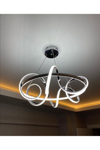 Luence Zamir 3'lü Gri Ledli Modern Alüminyum Salon-Oturma Odası Avize