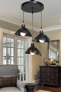 Etsylight Dora 3'lü Siyah Sarkıt Modern Metal Salon-Oturma Odası Avize