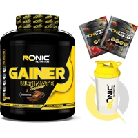 Ronic Nutrition Çikolata Aromalı 30 Servis Kilo Aldırıcı Gainer 3000 gr Toz + Shaker + Tek Kullanımlık Whey Protein Çilek Aromalı 2 Adet