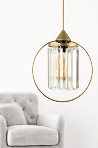 Begüsa Berlin Tekli Beyaz Kristal Taşlı Modern Plastik Salon-Oturma Odası Avize