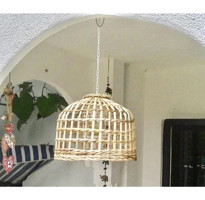 Afralyahome Tekli Haki Bambu Rustik Hasır Salon-Oturma Odası Avize