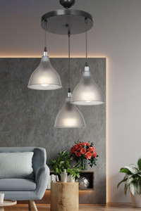 Eray Aydınlatma 8010-50 Tekli Gümüş Kristal Taşlı Modern Cam Salon-Oturma Odası Avize