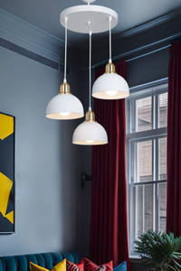 Luna Lighting 2808-11A-0104 Domm 11'li Beyaz - Kırmızı Küre Modern Metal Salon-Oturma Odası Avize