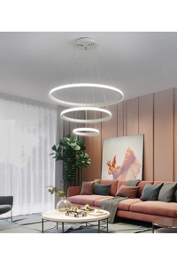 Harnelli 3'lü Gri Metal Modern Krom Salon-Oturma Odası Avize