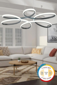 Decorita Tekli Siyah Kristal Taşlı Modern Cam Salon-Oturma Odası Avize