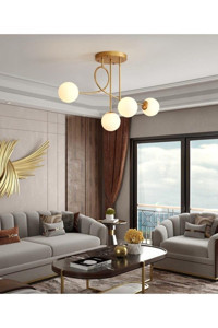 Lumenistanbul Azra Tekli Kahverengi Sarkıt Modern Hasır Salon-Oturma Odası Avize