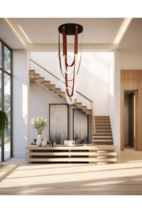 Tavcam Leydi 5'li Mor Sarkıt Modern Cam Salon-Oturma Odası Avize