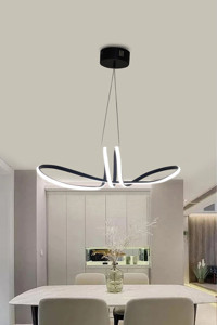 Polataydinlatma Deva 3'lü Siyah Sarkıt Modern Cam Salon-Oturma Odası Avize