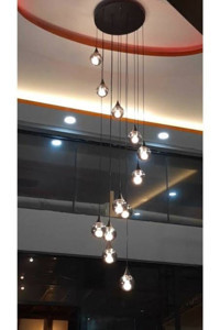 Begüsa No:3 Tekli Beyaz Sarkıt Modern Ahşap Salon-Oturma Odası Avize