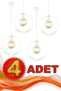 Begüsa 4'lü Sarı Küre Eskitme Metal Salon-Oturma Odası Avize