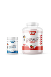 Thor Nutrition Çilek Aromalı 30 Servis Kilo Aldırıcı Gainer 3000 gr Toz + Kreatin Aromasız 60 Servis 300 gr