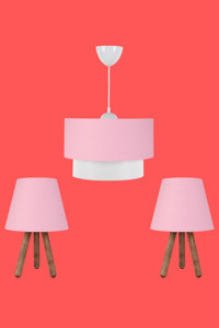 Art&Gift 2'li Kahverengi Modern Kumaş Salon-Oturma Odası Avize