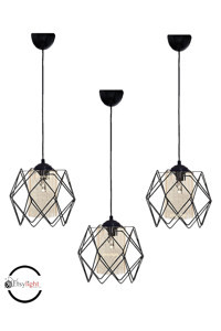 Esslight Tekli Siyah Cam Modern Metal Antre-Hol Avize