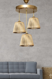 Hakici Tekli Haki Modern Hasır Salon-Oturma Odası Avize