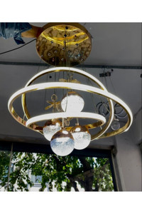 Öalpa Tekli Beyaz Sarkıt Modern Cam Salon-Oturma Odası Avize