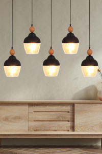 Simaavize Ceiling 2'li Siyah Cam Modern Metal Salon-Mutfak Avize