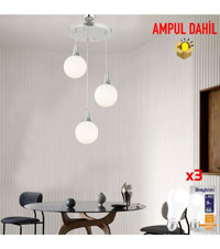 Apliqa Damla 2'li Beyaz Sarkıt Eskitme Metal Salon-Oturma Odası Avize