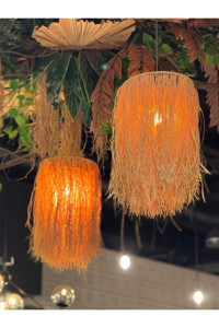 Lumexx Tekli Kahverengi Rattan Bohem Metal Salon Avize
