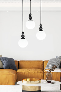 Simaavize 8'li Kahverengi Kollu Modern Ahşap Salon-Oturma Odası Avize