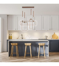 Vetro Design 5'li Pembe Kristal Taşlı Rustik Cam Salon-Oturma Odası Avize