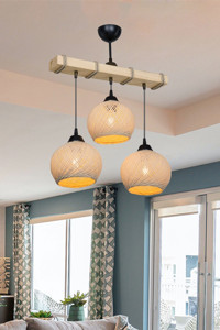 Fumo Home Tekli Beyaz Sarkıt Modern Ahşap Salon-Oturma Odası Avize