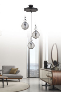 Lumenistanbul Kora Tekli Siyah Kumaş Modern Kumaş Salon-Oturma Odası Avize