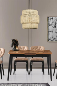 Lınear Tekli Kahverengi Modern Ahşap Salon Avize