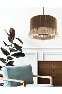 Homing Natural Tekli Lacivert Kumaş Modern Kumaş Salon-Oturma Odası Avize