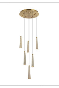 Voxlamp Lighting Solutions 5'li Altın Sarkıt Modern Alüminyum Salon-Oturma Odası Avize