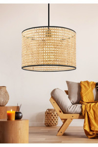 Heedwood Design 5'li Kahverengi Halat Rustik Ahşap Mutfak-Salon Avize