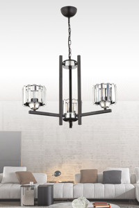 Eslight Tekli Siyah Hasır Modern Hasır Salon-Oturma Odası Avize