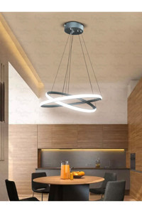 Polataydinlatma 4'lü Siyah Modern Ahşap Salon Avize