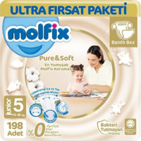 Molfix Pure&Soft 5 Numara Organik Bantlı Bebek Bezi 3x66'lı