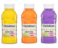 ChildGen Yıkanabilir Organik 350 ml 3'lü Çok Renkli Parmak Boyası