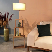 Homing Modern Raflı AYD-2902 Ahşap Ayaklı 2 Ayaklı Şapka Lambader 140 cm Beyaz