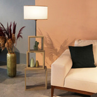 Homing Modern Raflı AYD-2903 Ahşap Ayaklı 2 Ayaklı Şapka Lambader 140 cm Beyaz