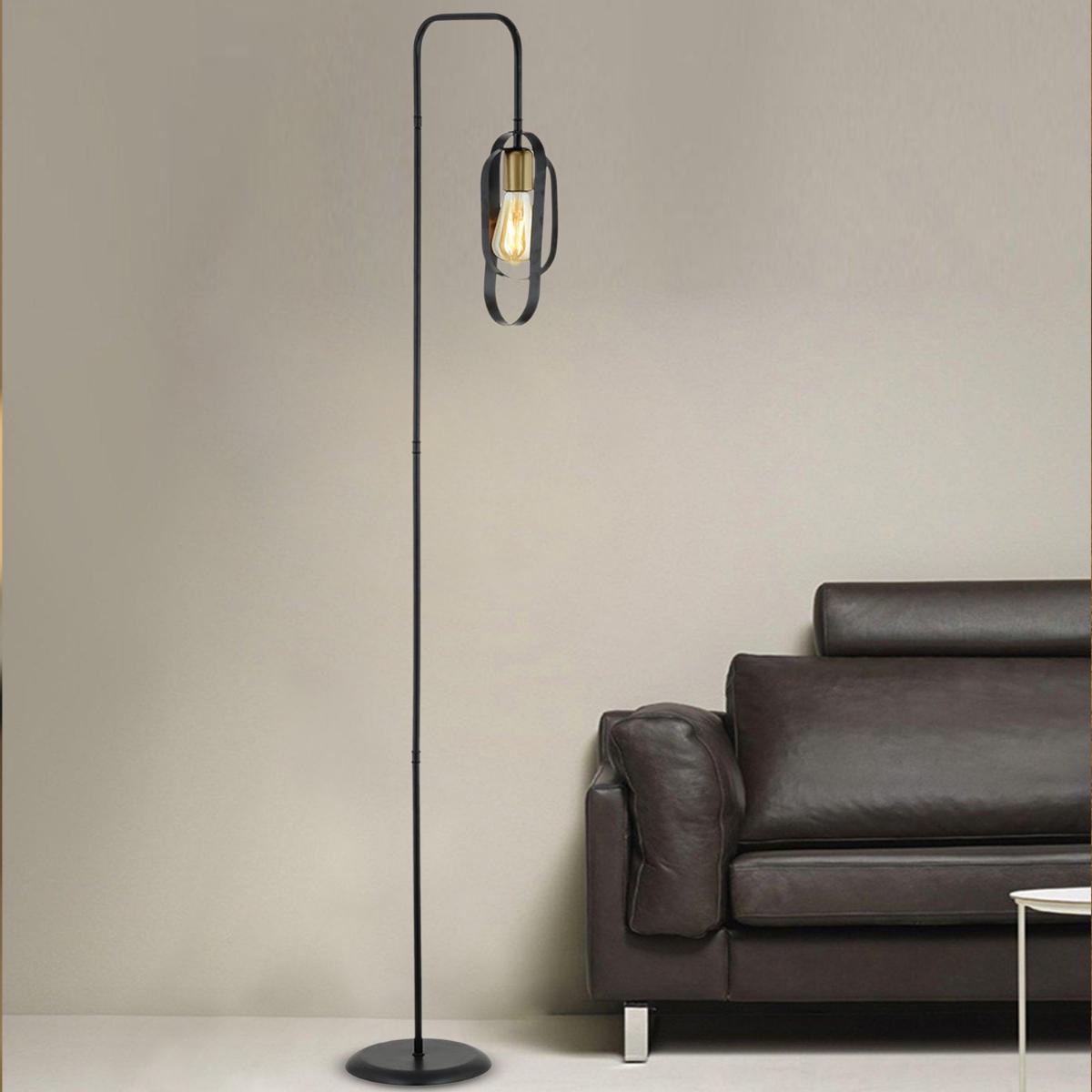 Koza Modern Tasarım Metal Ayaklı Tek Ayak Eğik baş Lambader 170 cm Siyah