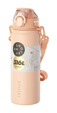 Shotay Askılı Pipetli Pembe Okul Çocuk Matara 750 ml