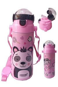 Mikro Pipetli Pembe Okul Çocuk Matara 550 ml