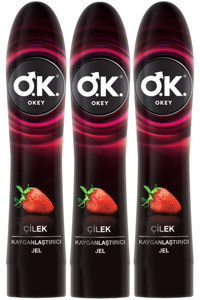 Okey Çilekli Kayganlaştırıcı Jel 3x100 ml