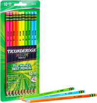 Dixon Ticonderoga Neon 10'lu Yuvarlak Siyah 2HB Kurşun Kalem Seti