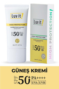 Luv it! Invisible Daily 50 Faktör Tüm Ciltler İçin Leke Karşıtı Nemlendirici Yaşlanma Karşıtı Mineral Filtreli Yağsız Suya Dayanıklı Yüz Güneş Kremi 50 ml